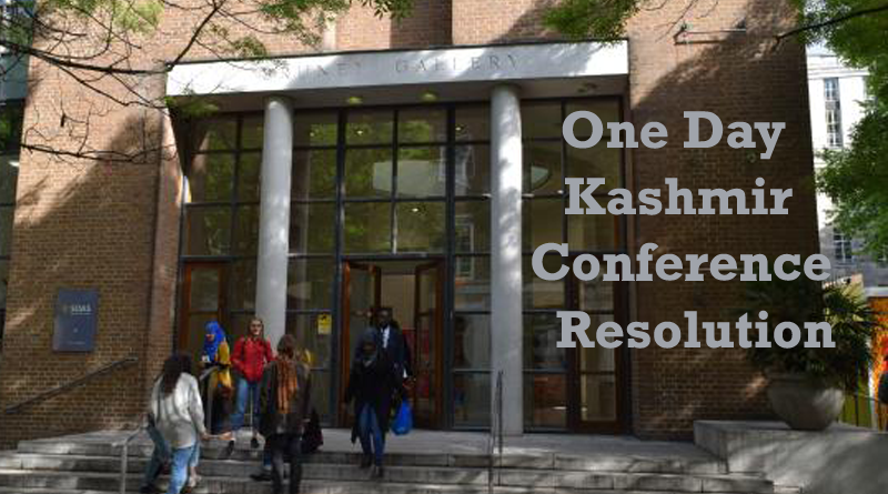 Resolution of One Day Kashmir Conference at Brunei Gallery, School of Oriental and African Studies (SOAS), University of London, 2001