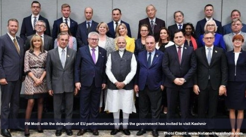 PM Modi with the delegation of EU parliamentarians whom the government has invited to visit Kashmir