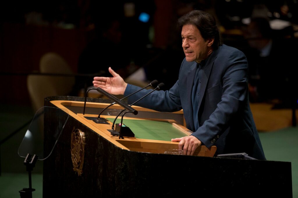 Prime Minister Imran Khan of Pakistan at the United Nations on Friday. Photo By Dave Sanders for The New York Times