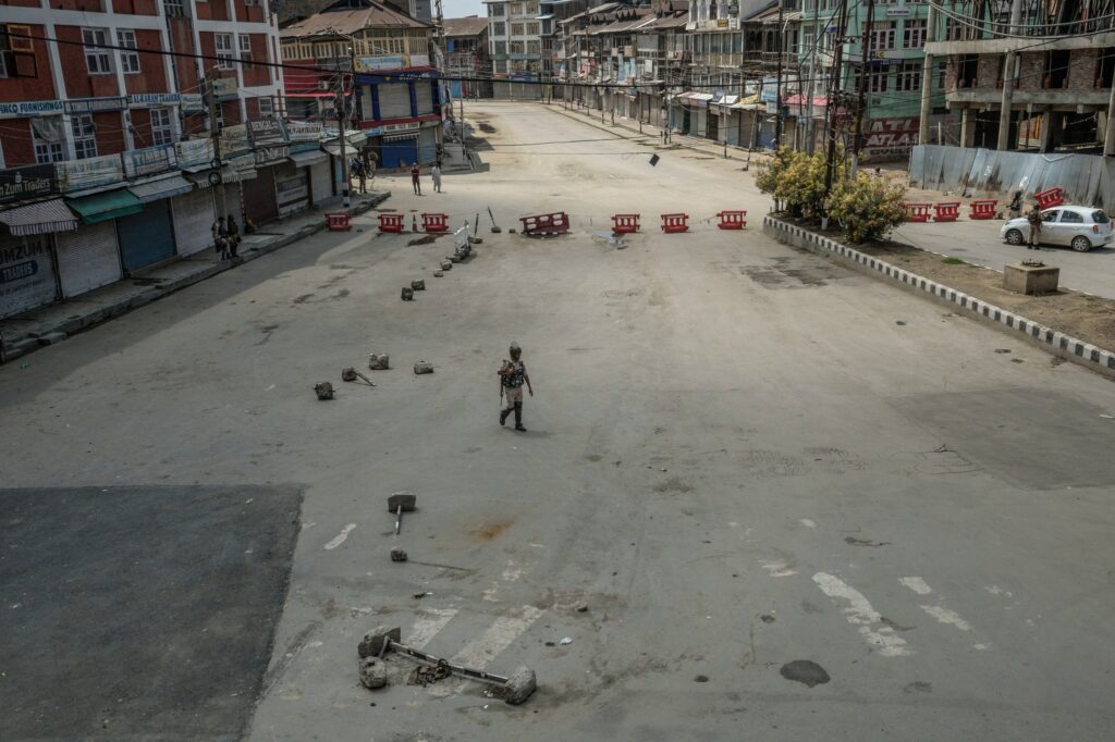 The aftermath of an independence day observance in Srinagar on Aug. 15. Photo by Atul Loke for NY Times