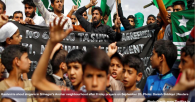 Kashmiris shout slogans in Srinagar's Anchar neighbourhood after Friday prayers on September 20