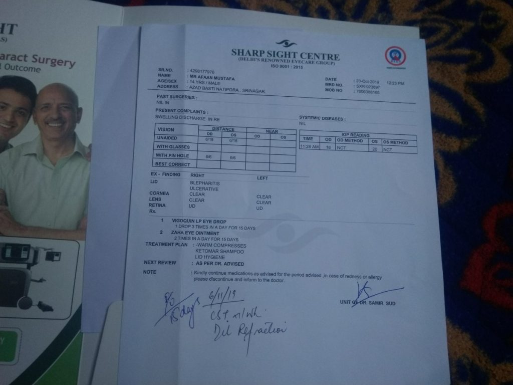 Afaan’s medical report. Photo: Kaisar Andrabi