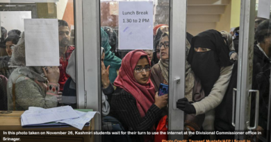 In this photo taken on November 26, Kashmiri students wait for their turn to use the internet at the Divisional Commissioner's office in Srinagar