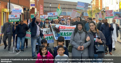 Hundreds of Kashmiris as well as Pakistani and global human rights activists attended the protest outside the Indian Consulate in Birmingham